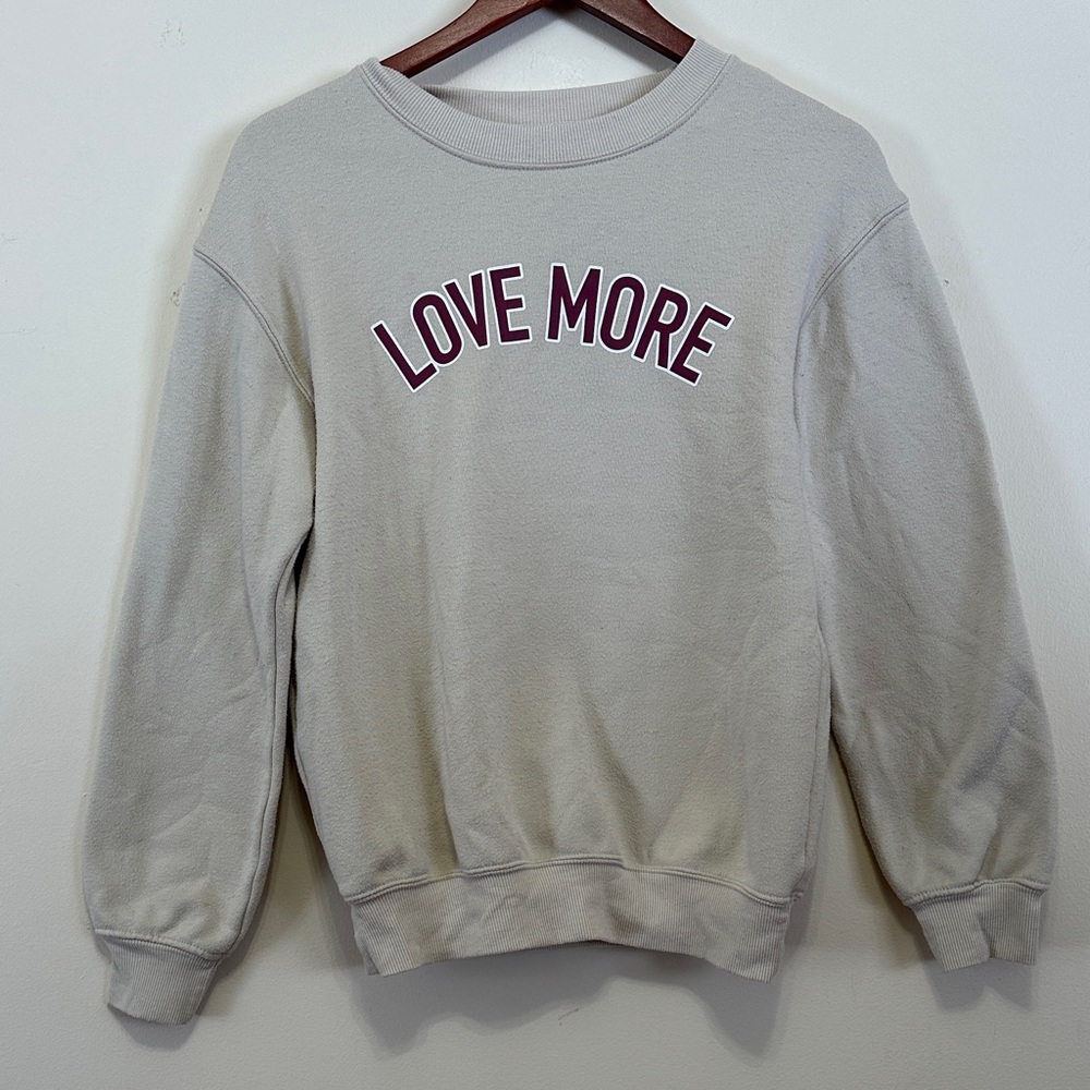 Zoe + Liv Cream Crewneck Sweater with Maroon Text